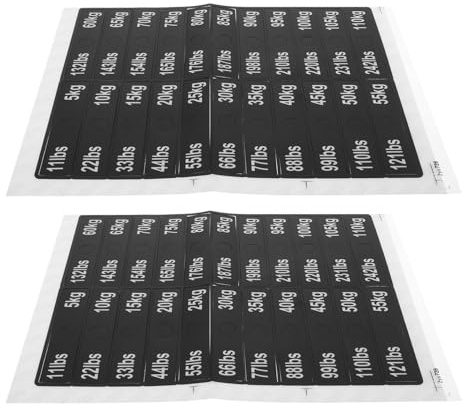 SOPOTUTU 2 Pieces Weight Stack Labels for Gym Equipment, Black Background White Number Marking Stickers 5kg to 110kg by 5kg Increments, Fitness Machine Weight Plate Identification Tags for
