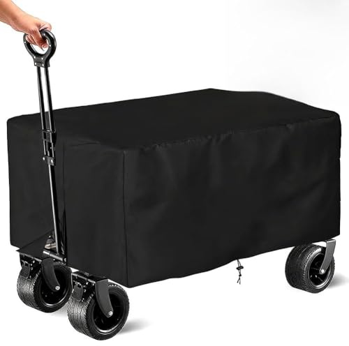 DASIAUTOEM Abdeckung für Bollerwagen, Campingwagen Picknickwagen Wasserdicht Wagenhülle, 210D Oxford Tuch, UV-Schutz, Faltbar, Regenschutz für Gartenwagen