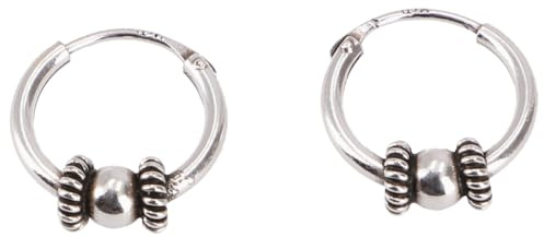 Ethno Ohrringe, Boho Silbercreolen, 925 Silber, 1,2 cm