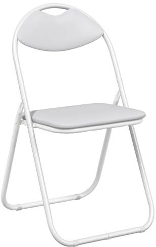vidaXL Klappstuhl 8 pcs Weiß 48 x 43,5 x 81 cm Kunstleder, Kompakter, moderner, tragbarer Stuhl für Essbereich, Klassenzimmer, Wohnzimmer, leicht, langlebig und vielseitig