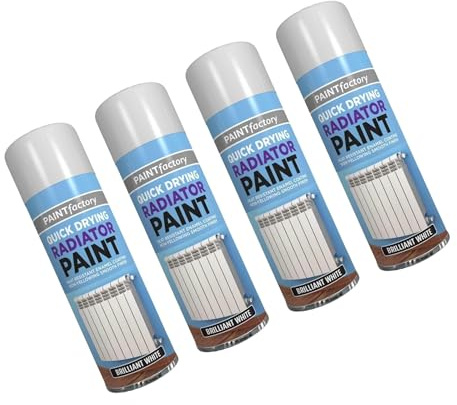MSQUARE Radiator Paint Spray, Heat Resistant, Quick Drying, Non-Yellowing, Smooth Finish, Brilliant White, Enamel Coating for Radiators, Pipes & Metal Surfaces, Easy Application Aerosol (4PCS)
