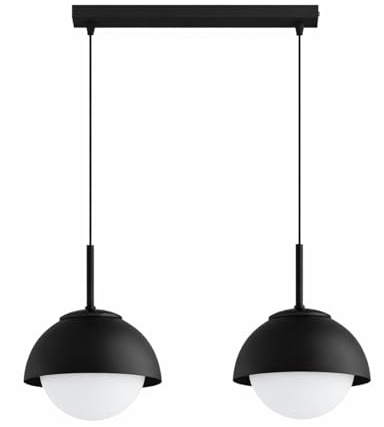 KAR LIGHTING Pendellampe 2-flammig Schwarz – Cosmo Kaschmir Wandlampe aus Metall & Glas – E27 Lampe für Flur oder Wohnzimmer – LED geeignet