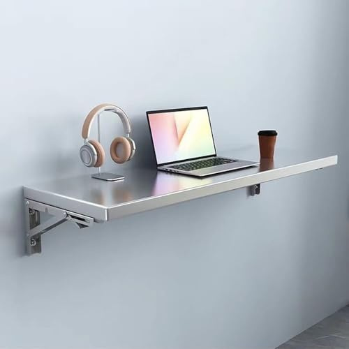 Escritorio plegable de pared que ahorra espacio, mesa flotante de acero inoxidable para niños, ideal para el hogar, oficina, cocina, lavandería o comedor (39.4 x 9.8 pulgadas)