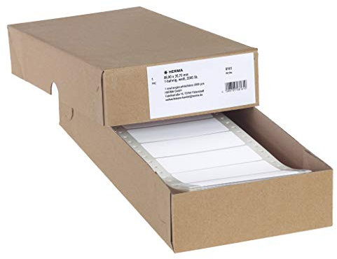 HERMA 8161 Computeretiketten endlos, 88,9 x 35,7 mm, 1-bahnig, 2000 Stück, selbstklebend, Endlosetiketten Aufkleber mit Führungslochrand, matt, blanko Papier Computer Etiketten, weiß