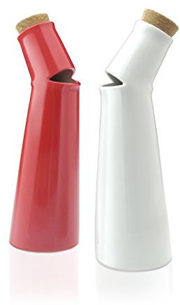 Scott Henderson Menthe Salad Song Huilier vinaigre et huile en porcelaine rouge et blanche