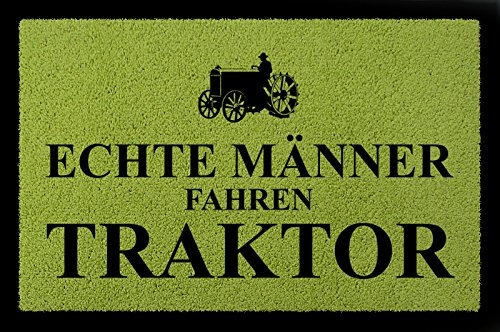 Interluxe FUSSMATTE Schmutzmatte ECHTE MÄNNER Fahren Traktor Bauernhof Geschenk Mann Grün