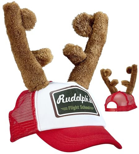 W WIDMANN MILANO Party Fashion 08169 - Kappe mit Rentierhörner, Rudolph, Weihnachten, Santa Claus, Hut, Kopfschmuck, Accessoire, Karneval, Mottoparty