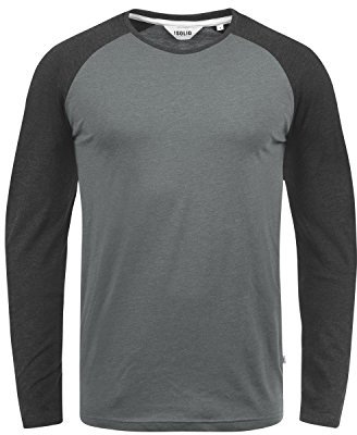 !Solid SDBastien Herren Longsleeve Langarmshirt Shirt mit Rundhalsausschnitt Baumwollmischung Regular fit, Größe:XL, Farbe:Grey Melange (8236)