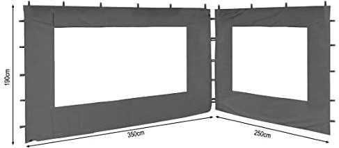 Quick Star 2 Paneles Laterales con Ventana de PE 250 / 350x190cm Gris para Gazebo 3x4m