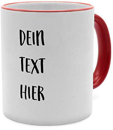 Tasse mit Spruch selbst gestalten – Personalisierte Tasse mit Text beschriften (Rot)