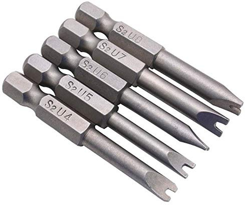 Hpybest 5 Stück/Set Sicherheits-Bit-Set, manipulationssicher, Schraubendreher-Bits, Sechskantschaft, magnetisch, U-Form, 50 mm Schraubendreher-Bits, Hand