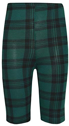 A2Z 4 Kids Kids Girls Gym Dance Knee Length Half Pants - Cycling Shorts Green Tartan 7-8