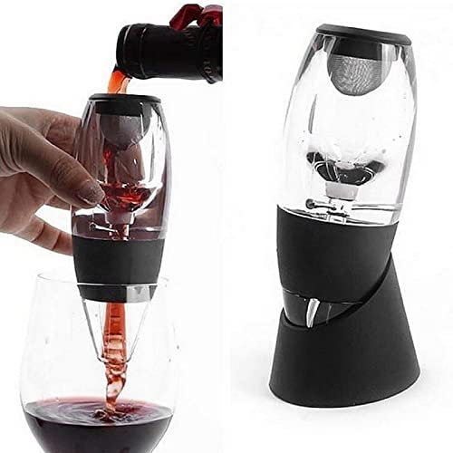 Duomi Aeratore per vino | Versatore e filtro in acrilico con espositore - nero