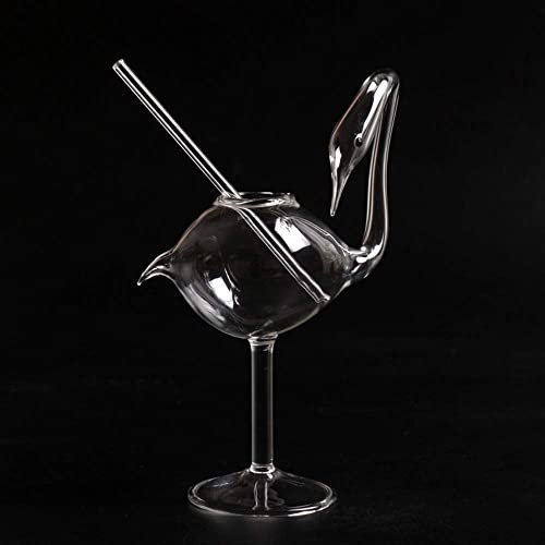 JIUJ Little Swan Sipper Glasses - Creative Vampire Cocktail Glass Straw Glass - 1 Pack