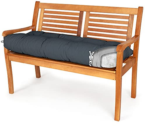 Spatium Bankauflage abnehmbar Bezug wasserdicht gesteppt Bankkissen Bankpolster Polsterauflage Auflage für Gartenbank 30 Größen zur Auswahl 7 Farben(130 x 60 x 10cm Anthrazit)