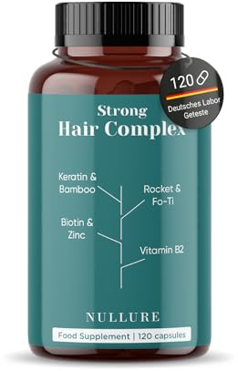 Formule Pousse Cheveux | Nullure | 120 gélules (2 mois) | Sans Excipient | Biotine + Kératine + Zinc + Fo Ti + Vitamine B2 + Bambou + Roquette | Complement Alimentaire | Biotine Cheveux Pousse Rapide