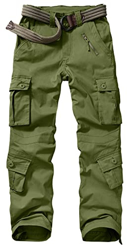 Jessie Kidden Pantalon cargo de combat pour femme Camouflage Armée militaire Pantalon de travail tactique, vert militaire, 38