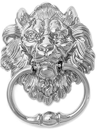 QWORK® Heurtoir de Porte en Forme de Tête de Lions avec 2 Vis, Argenté