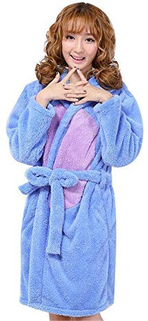 LBBZJM Bademantel Frottier-Kleid Pyjama Frühling Herbst Winter Flanell Tier I-Ah Frauen Robe mit Kapuze beiläufiges Handtuch Bademantel Nachthemd Damen Lange Blaue Roben (Farbe : Eeyore, Size : S)