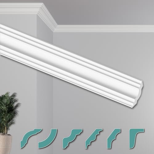 HEXIMO Deckenleisten modern XPS Styropor weiß, 2 Meter Stuckleisten Styroporleisten Zierleisten Stuck Eckleisten (50 Meter Deckenleisten ZG17)