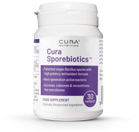CURA NUTRITION - Sporebiotics (30 Capsules) | Bacillus Spore Probiotic Supplements with Carotenoid Antioxidants, Spore Probiotics, Gut Health Supplement, Vegan, Vegetarian, Paleo & Keto Friendly…