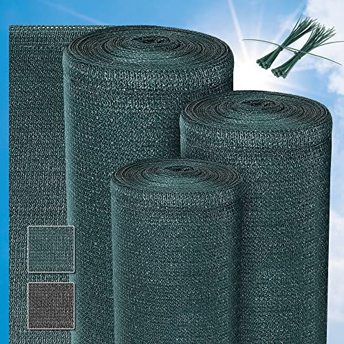 Sol Royal Schattennetz 25m x 1,5m Schattiergewebe 165g/m² – Blickdichter Sonnenschutz mit UV-Schutz & Kabelbinder für einfache Befestigung – HDPE Sichtschutz Garten Grün für Gewächshaus & Zaun SG80