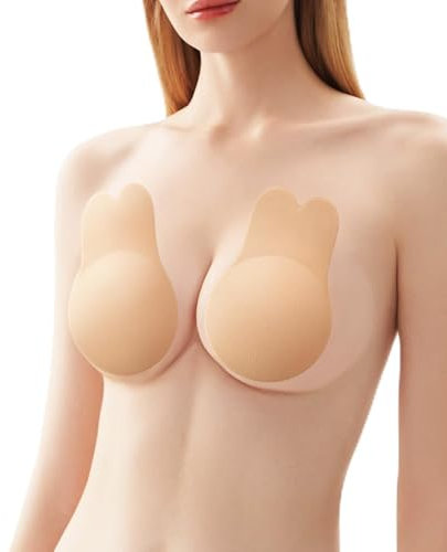 FCHITOP Push-up Sujetador autoadhesivo de gel reutilizable para mujer Etiqueta adhesiva invisible sin costuras Sujetador transpirable fino antideslizante