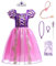Lito Angels Deguisement Robe Costume Princesse Raiponce avec Accessories Enfant Fille, Taille 8 ans (étiquette en tissu 08), Manches Bouffants