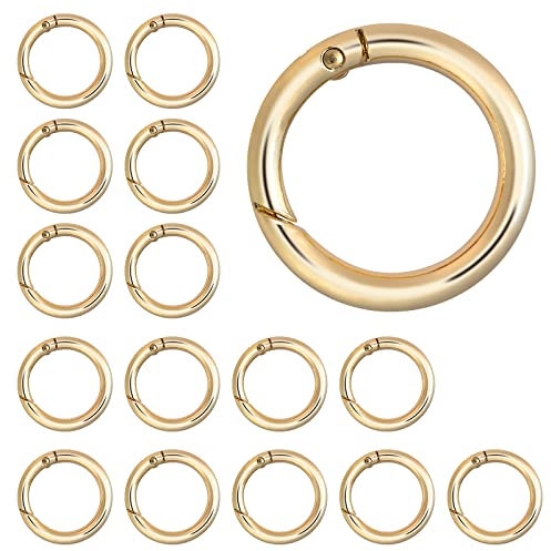 15 Stück Runde Karabiner Gold Feder O Ring Legierung Schlüsselring Schlüsselbund Zubehör für Schlüsselbund Handwerk DIY 25mm