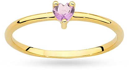 MARKO Damen-Goldring mit Amethyst 0,10Ct in Form eines Herzens | 14 Karat Gold (585) | Goldring inklusive Box | Goldring für Damen