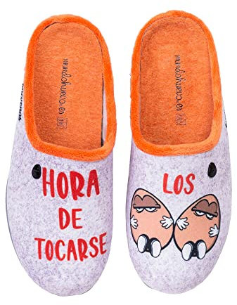 Zapatillas Casa | Hora de Tocarse los …| Pantuflas Cómodas y con Pelo | Regalos Originales con Expresiones Divertidas | Materiales de Calidad | Hechas en España | Suela Antideslizante |Talla 42