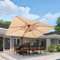 PURPLE LEAF Parasol Déporté 3 x 4 m Rectangulaire, Grain de Bois en Aluminium Parasol De Jardin Extérieur Toit à Double Rotatif 360°, Pour Terrasses, Piscines, Patio, Beige