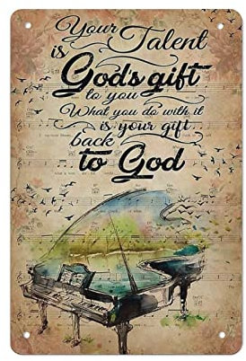 AOOEDM Piano Your Talent Vintage-Metallschild, Wanddekoration, Metallplakette für Café, Bar, Pub, Zuhause, Bier, Retro-Poster, Metall, Eisen, Malerei, 30,5 x 20,3 cm