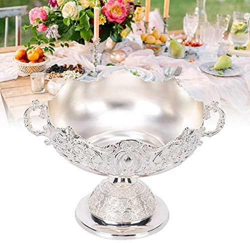 Fyearfly Vintage Metal Fruit Bowl, Fruit Bowl for Kitchen Counter, Fruit Basket Decorative Fruit Bowls for Table, Serving Bowls Fruit Holder Bowl for Snacks Candy (Silver)