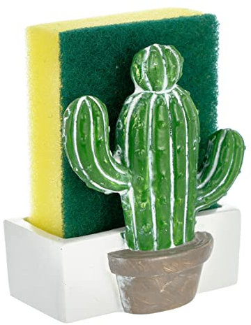 Baroni Home Soporte para esponja de cocina, fregadero, soporte de esponja para fregadero de cocina, diseño de cactus con espinas, 8 x 6 x 10 cm