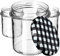 KADAX Lot de 100 pots à confiture 350 ml, avec couvercle à visser, pots à miel, pots de conservation pour champignons, confitures, miel (carreaux noirs)