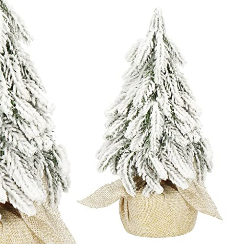 SPRINGOS Künstlicher Mini-Weihnachtsbaum 20 cm beschneit mit Sockel Weihnachtsdekoration