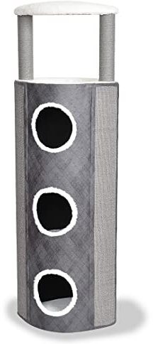 duvoplus, Kratzbaum Bert XL – 42 x 42 x 154 cm, Grau/Weiß, Katzenkratzbrett