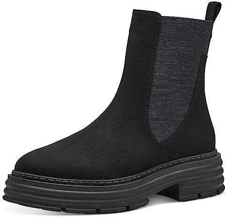 MARCO TOZZI Damen Chelsea Boots zum Reinschlüpfen Plateau, Schwarz (Black), 40