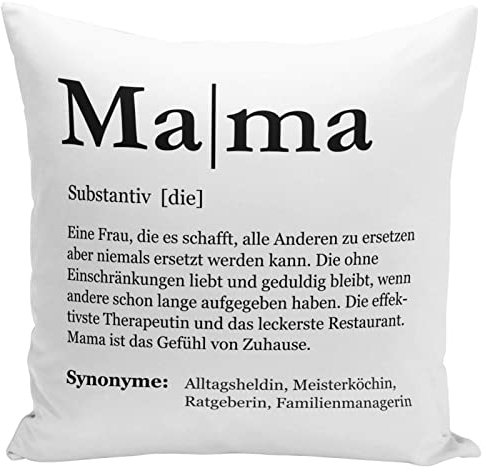 Tassenbrennerei Kissen mit Spruch: Definition Mama - Inklusive Kissenfüllung - Polster als Geschenk für Mutter - Muttertag