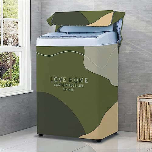 Odot Copertura Lavatrice per asciugatrice, Coprilavatrice per Lavatrice a Carica Dall'alto con Cerniera, Macarons Impermeabile Antipolvere Resistente Fodera per Lavatrice (Verde Scuro,L(6.8-8kg))