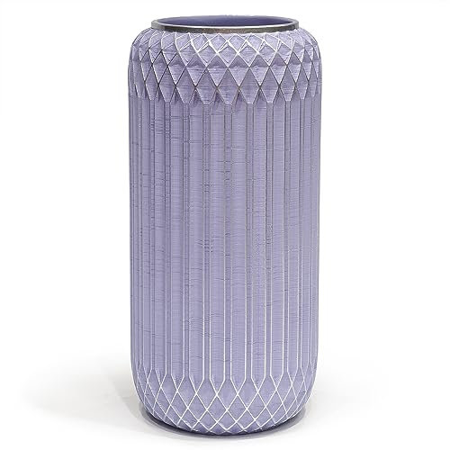 Suanti Vase à fleurs décoratif, 28 cm, grand vase moderne avec bordure argentée lilas, formes uniques, pour la décoration de la maison, du bureau, décoration de table, durable, étanche, DIY (violet)