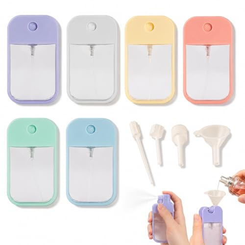 Eowppue 6-Pack Travel-Friendly Spray Bottle Set Refillable Cosmetic，Moisturizing Sprayer Box and Sanitizer Bottles - 45ml Capacity, Ideal for Outdoors and Travel
