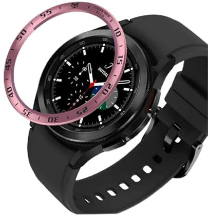 GIOPUEY Stile della Lunetta per Samsung Galaxy Watch 4 Classic 46mm, Bezel Styling Ring Acciaio Inossidabile Anello della Lunetta, Anello Protettivo in Metallo in Lega di Alluminio - A-Rose Gold