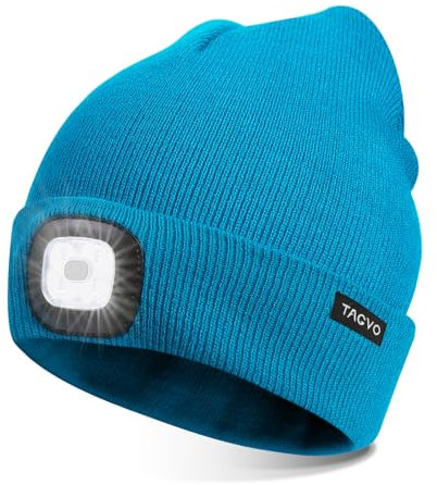 TAGVO USB Wiederaufladbare LED Mütze, 8 LED Mit Beleuchtungs- Und Blinkmodi, Einfache Installation, Praktische Stirnlampe, Unisex Strickmütze Für Den Winter