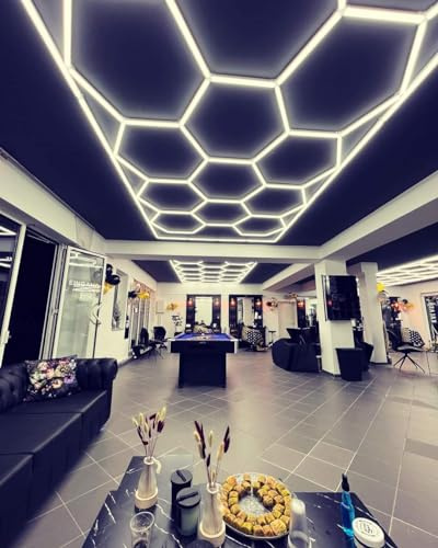 LED-Waben-Design, sechseckiges Design, für Werkstatt, Autowanne, Karosserie, Büro, Raute für Auto, Barber Shop, Fitnessstudio (2,41 x 4,79 m)