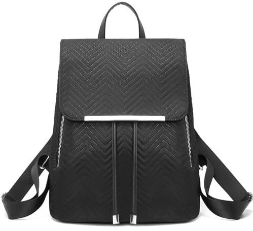 Miss Lulu Backpack Womens Fashion Backpacks Black Backpack Ladies Polyester Waterproof Daypack Medium School Work Travel