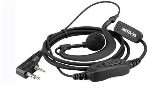 Retevis RE3120 Auricular Walkie Talkie con Micrófono Auriculares de Radio Tipo C de 2 Pines Compatible con Radio de 2 Vías RT24 RT622 RT27 RT617 RT618 RT619 BaoFeng BF-888S Kenwood Proster (1 Unidad)