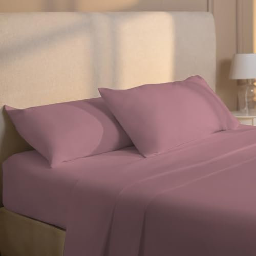 Dreamzie Parure de Lit 180x200 cm - 4 Pièces en Microfibre - Drap Housse 180x200 cm - Drap Plat 2 Personnes 270x290 cm - 2 Taie Oreiller 50x80 - Certifié Oeko Tex - Rose