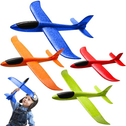 PATRICHOR 4 Stück 44cm Styroporflieger, Extra Groß Wurfgleiter für Kinder, Segelflugzeug Spielzeug